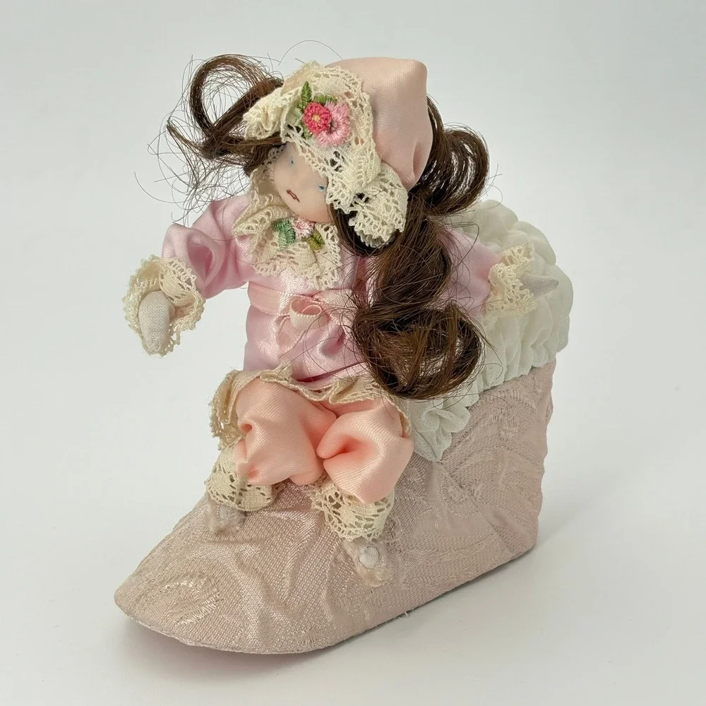 Melnicks Curiosity Shoppe Handmade OOAK Creepy Porcelain Doll in Pink Lace Shoe